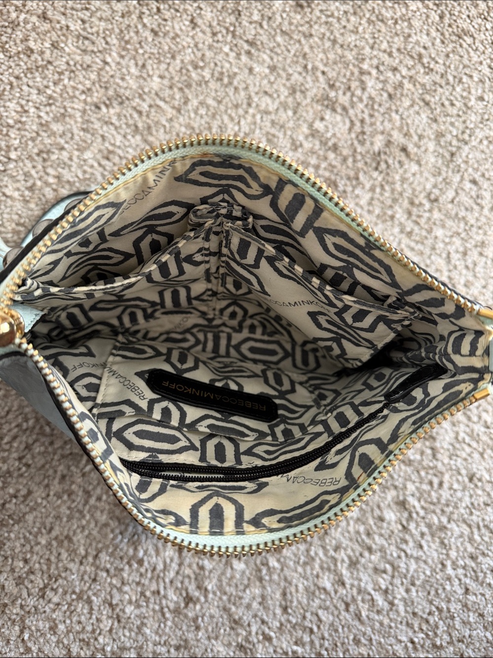 Rebecca Minkoff Studded Light Blue Pebbled Embellished Crossbody - Picture 7 of 10